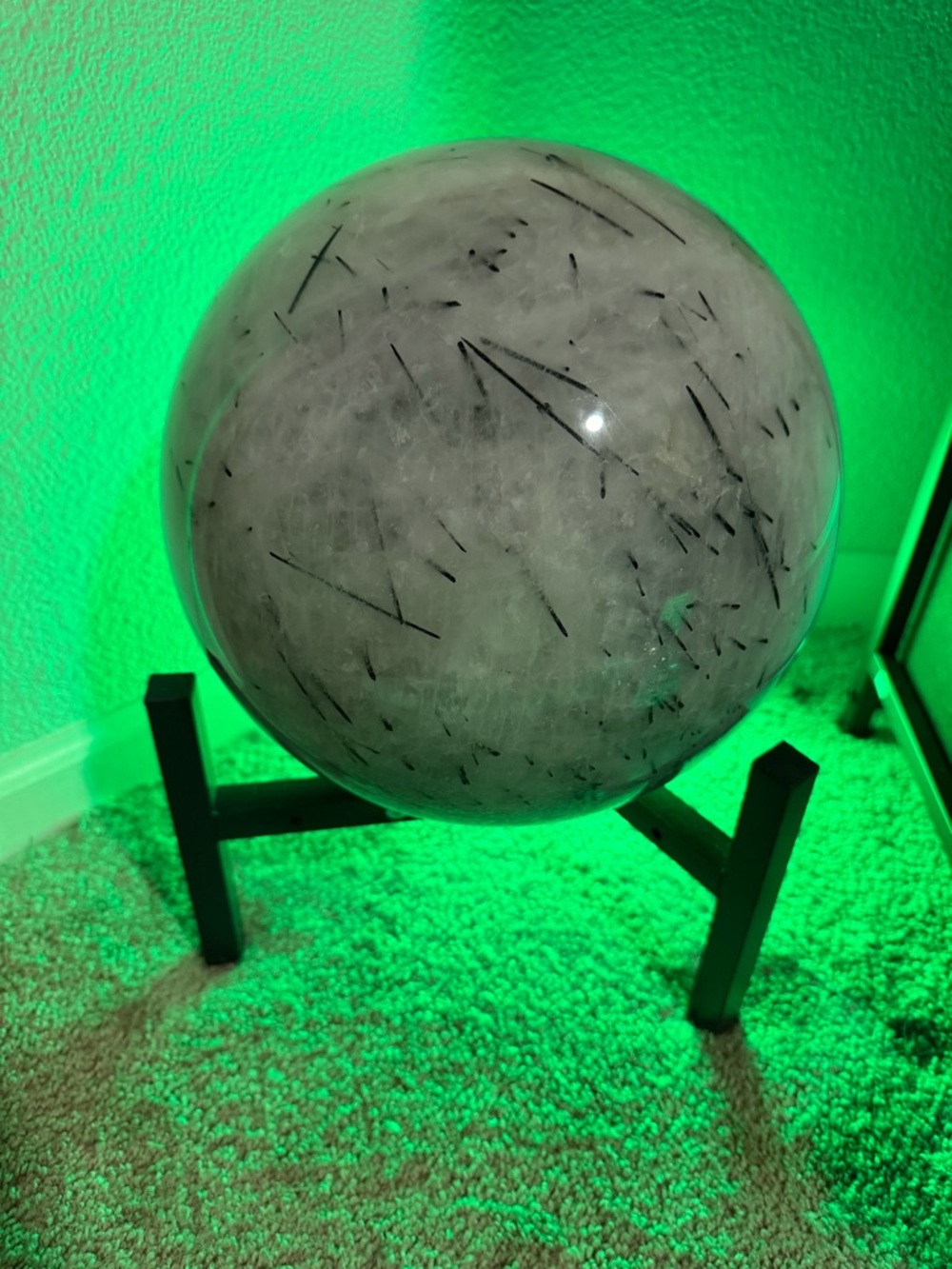 Huge Rare Gem Crystal Sphere Polished Black Tourmaline Quartz 71 pounds 890mm